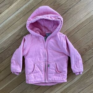 Pink Sherpa lined carhartt jacket